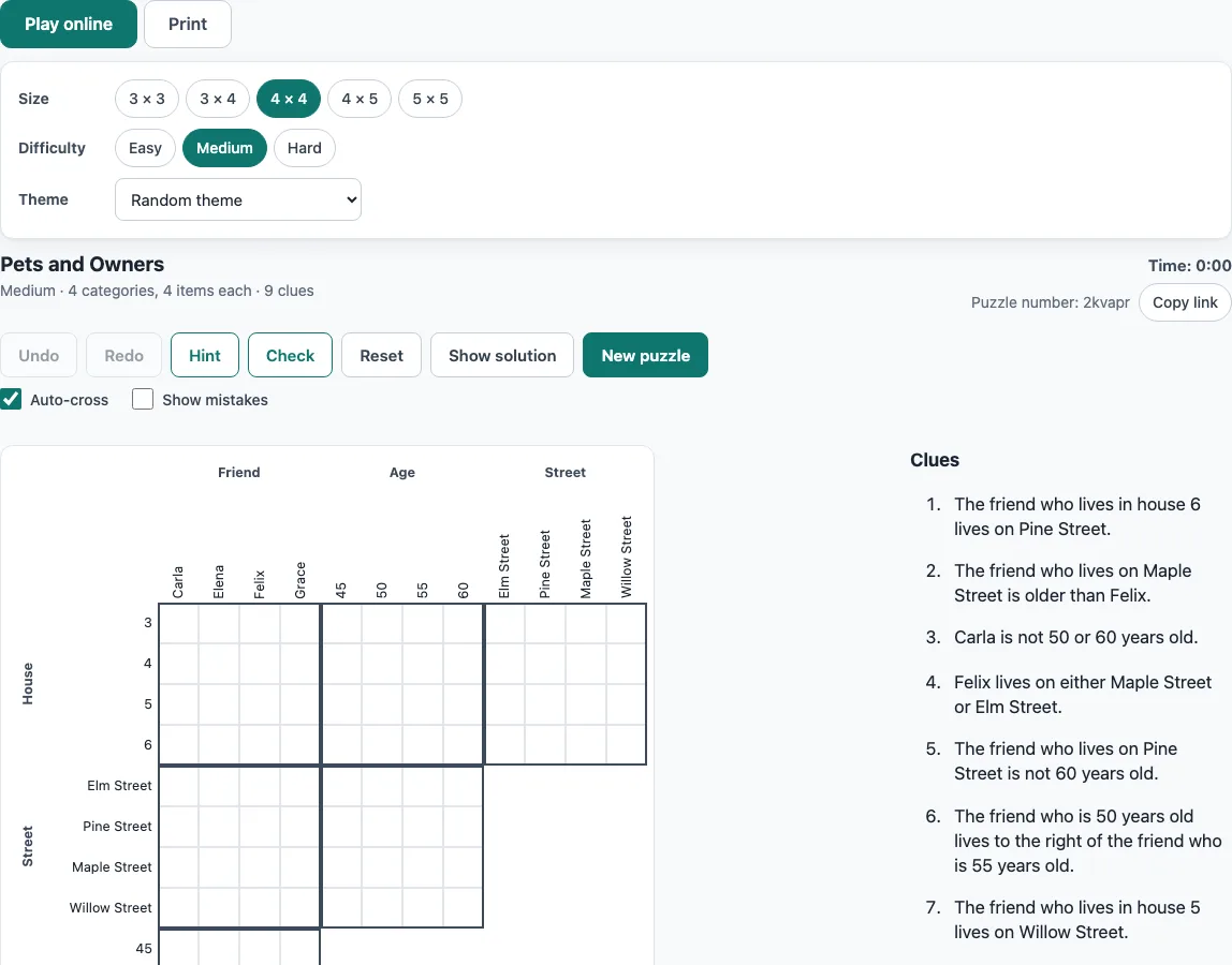Logic puzzles example